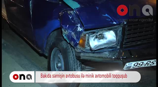 Bakıda sərnişin avtobusu minik avtomobili ilə toqquşub