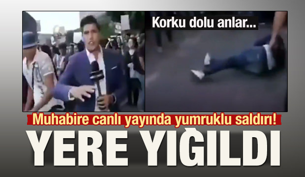 Şok görüntü: Jurnalistə canlı yayımda hücum, bir yumruqla yerə sərildi