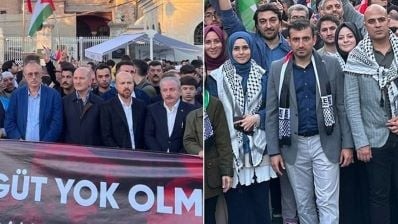Bilal Ərdoğan və Səlcuq Bayraktar Fələstinə dəstək aksiyasında