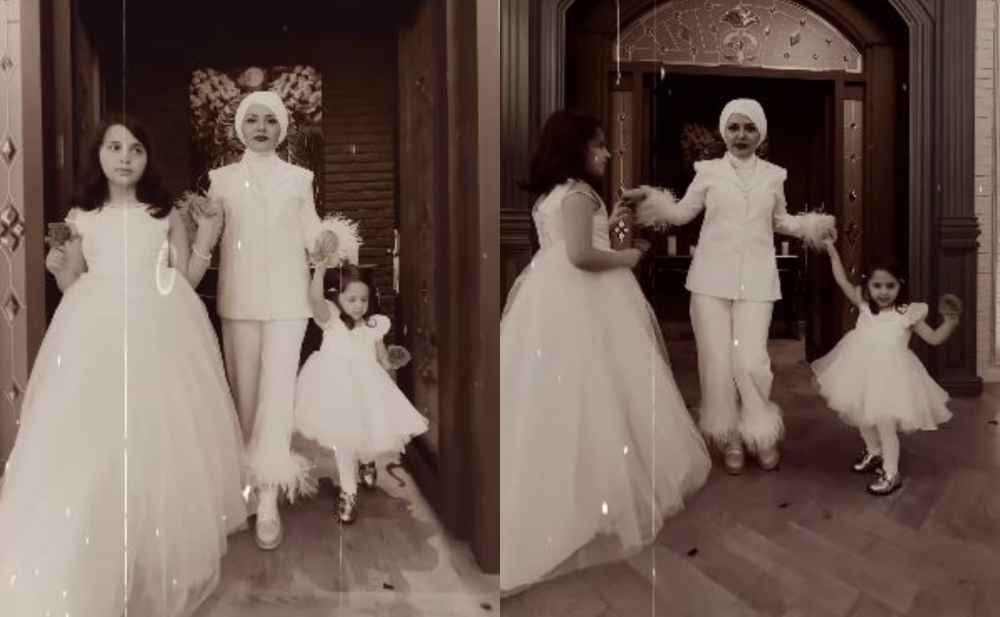 Xuraman qızları ilə obyektiv qarşısında