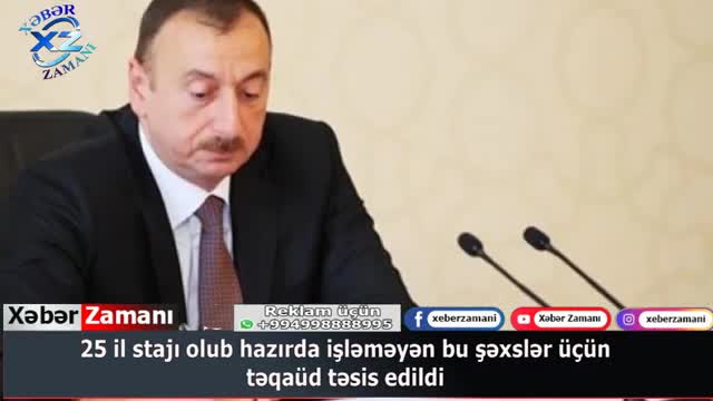 25 il stajı olub hazırda işləməyən bu şəxslərə təqaüd veriləcək