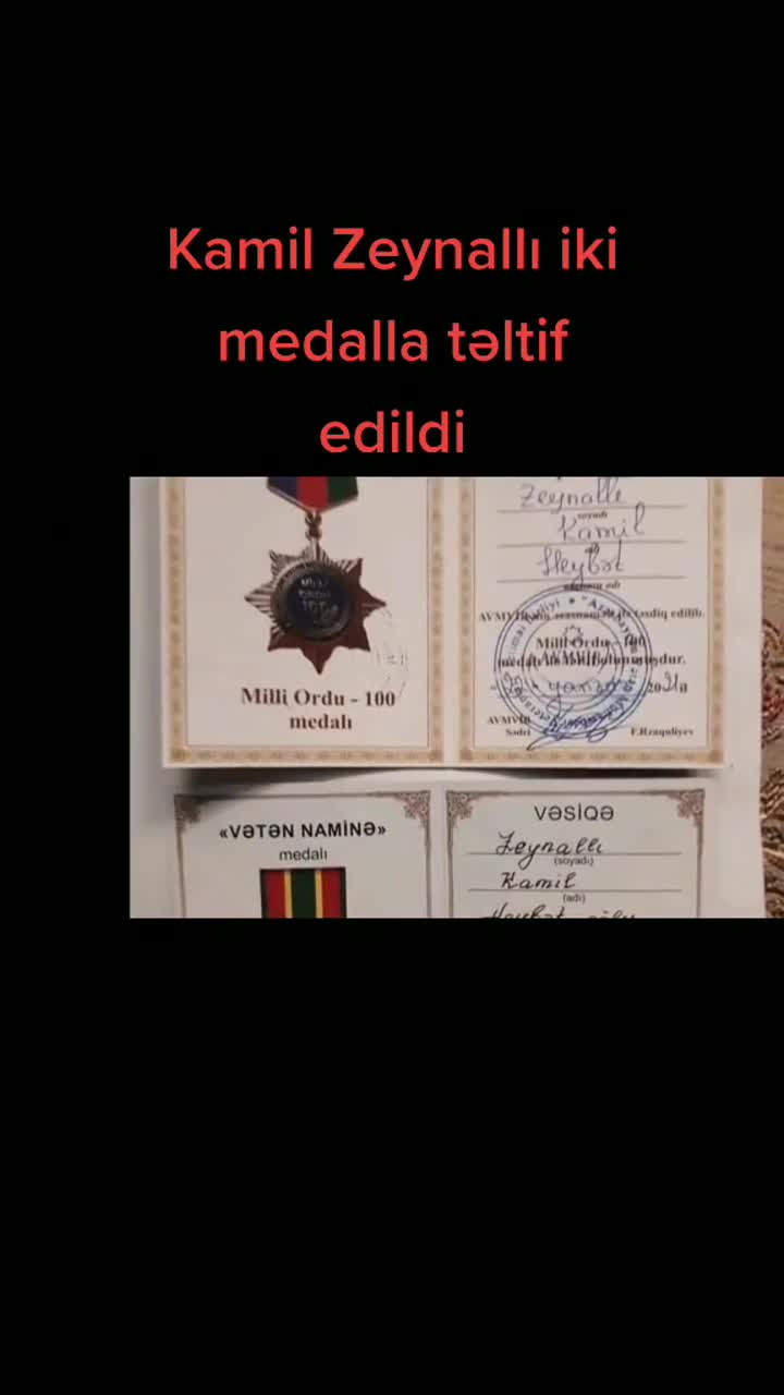 Kamil Zeynalli iki medalla təltif edildi